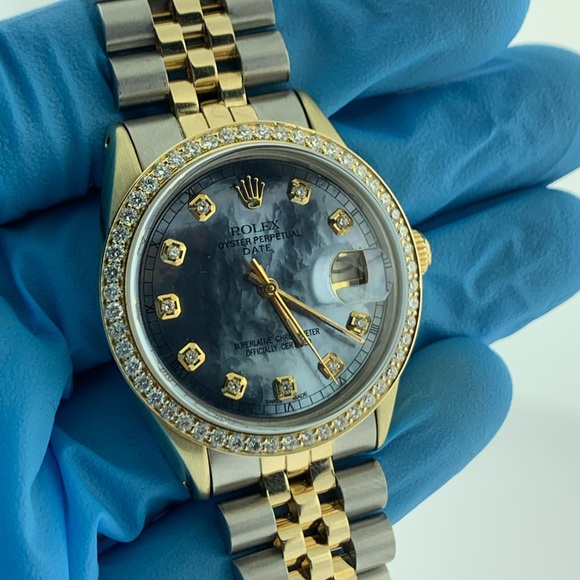 ROLEX OYSTER PERPETUALDATE 10K GOLD APPROX 1CT DB - Picture 2 of 10